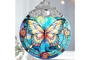 Jocidea Christmas Butterfly Ornaments - Stained Glass Decorations for Christmas Tree, Gifts for Butterfly Lovers