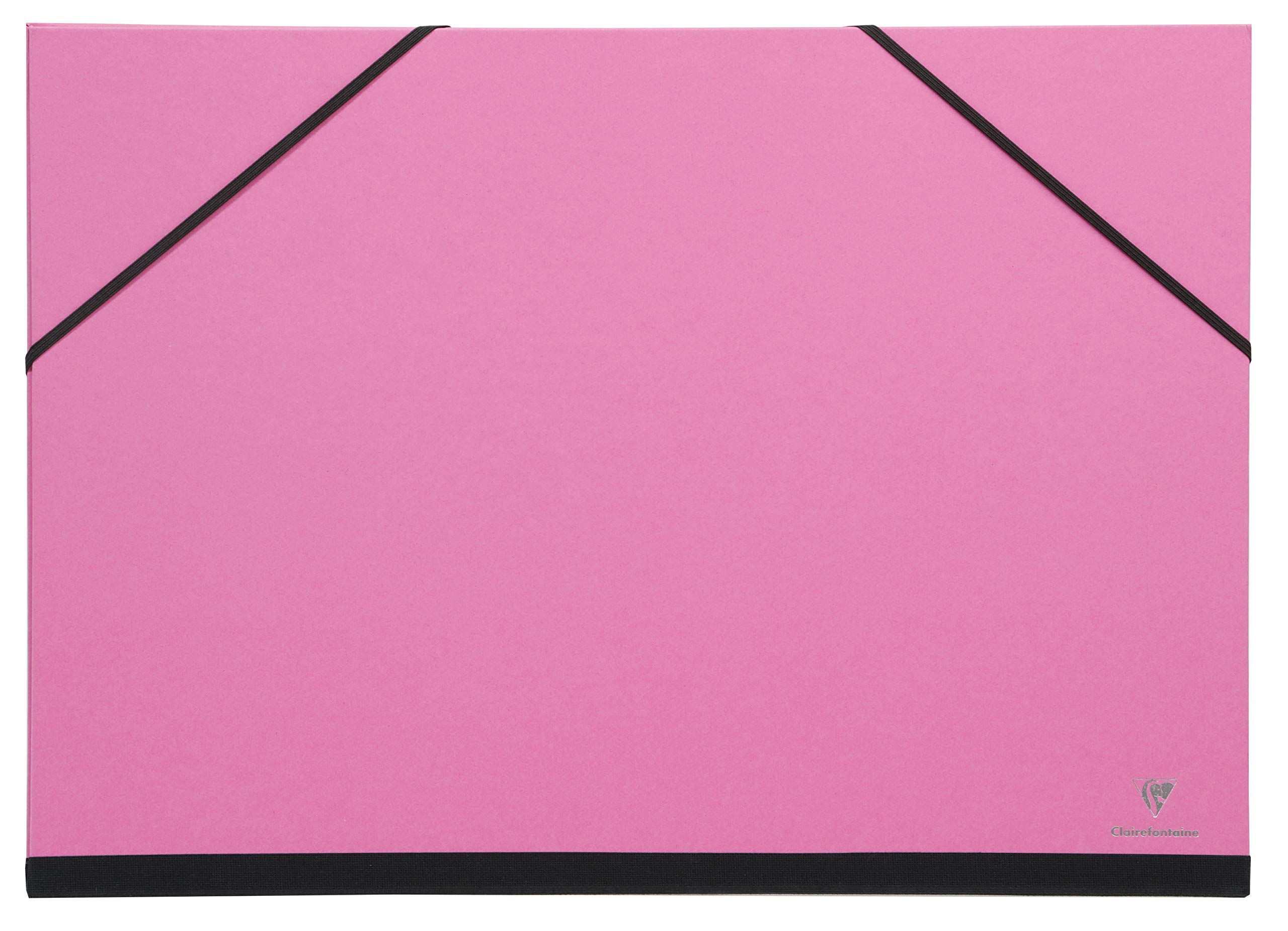 Clairefontaine - Ref 144806C - Art Folder with Elastic Straps Closure - Fuchsia Colour - Customisable Vellum Card Surface, Suitable for 24 x 32cm Sized Documents