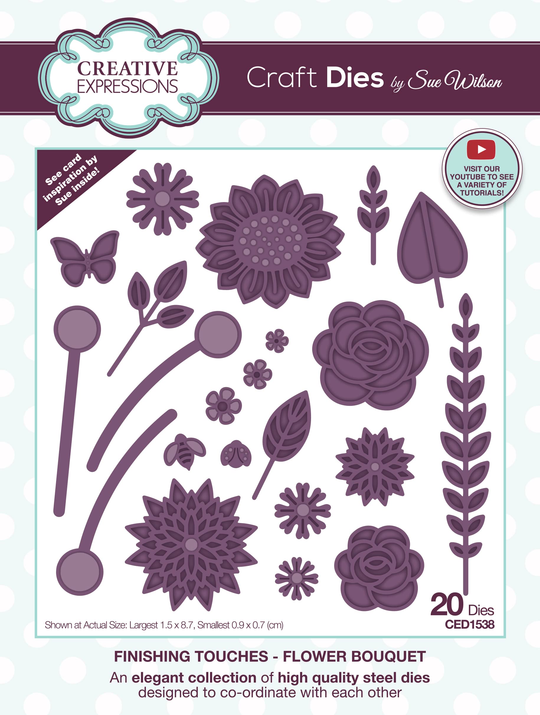Creative E x pressions Sue Wilson-Finishing Touches-Flower Bouquet-Craft, Metal, Largest die 1.5 x 8.7 cm