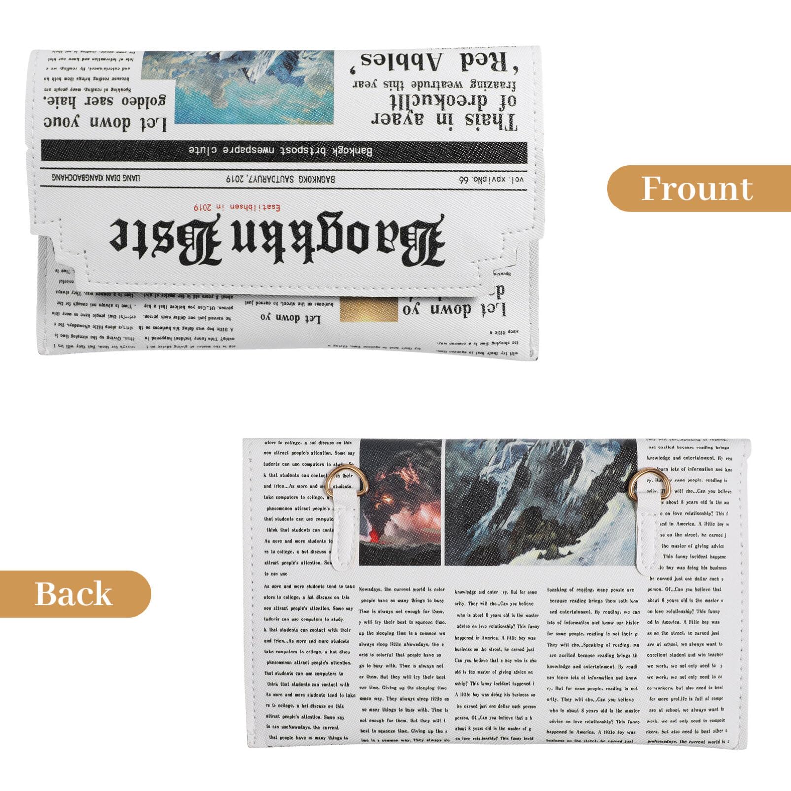 Moderne Pu Leder Umhängetasche Für Damen Mit Zeitungsdesign Multifunktionale Schultertasche Mit Kette Als Einkaufstasche Für Kleine Gegenstände