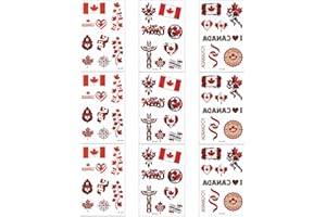 Konsait 75 PCS Canada tattoos, Patriotic Maple Leaf Canadian Flag Temporary Tattoos Fake Tattoo Canada Day Tattoo Red and Whi