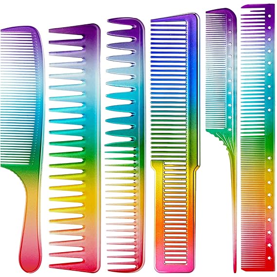 6 Pieces Rainbow Hair Comb Rainbow Color Hair Dressing