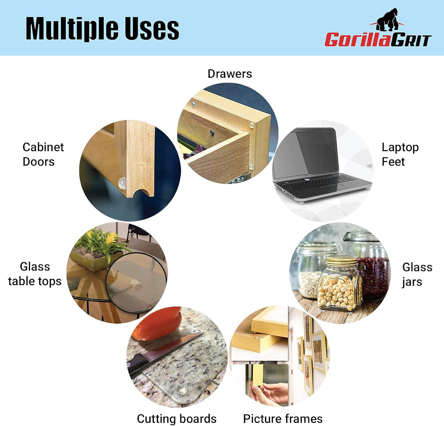 Clear Adhesive Bumper Pads 106-PC Pack (Round, Spherical, Square), Made in USA - Image 4
