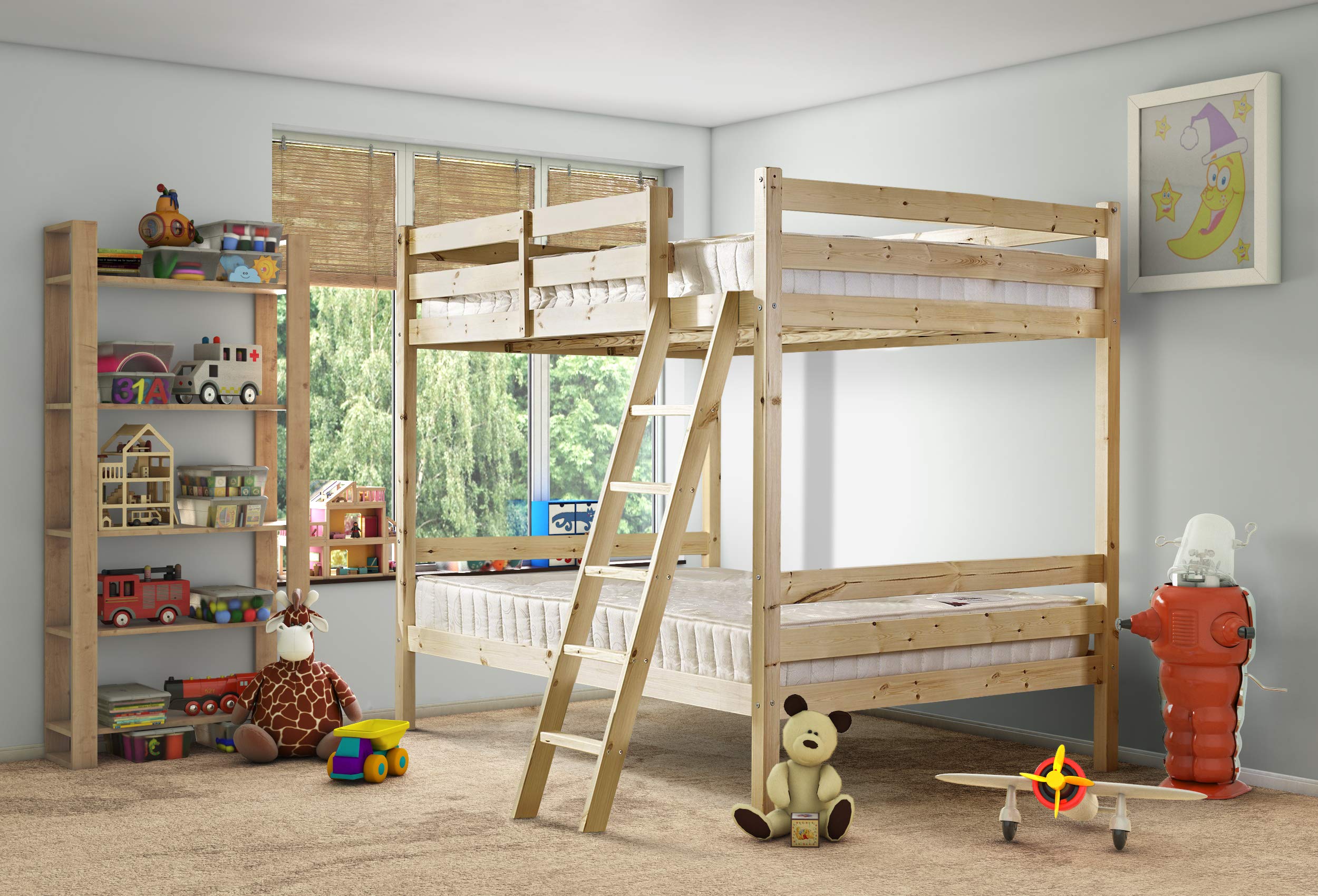 STRICTLY BEDS&BUNKS Nepal Bunk Bed, Heavy Duty Solid Pine 4ft6 Double – Suitable for Adults and Children