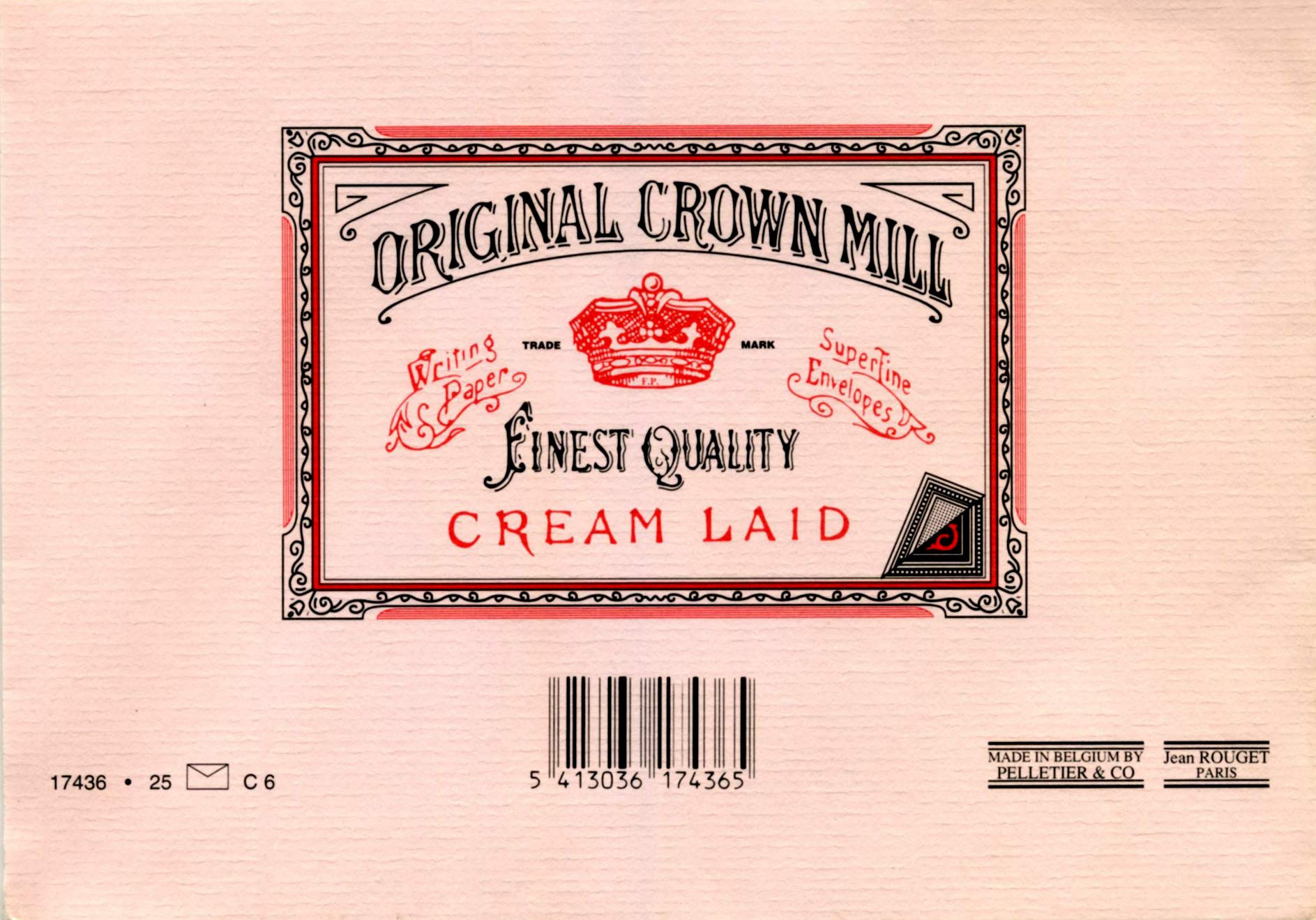 Original Crown Mill Classic Line C6 Texture Laid Envelope - Pink (Pack of 25)