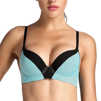 SYROKAN Damen Push Up Sport BH - Ringerrücken,mit Bügel,Geformte Cups