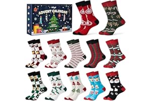 Moyel Advent Calendar 2025 for Men Adult 12 Days of Christmas Cotton Socks Size 7-13 Fun Christmas Sock Advent Calendar 2025 