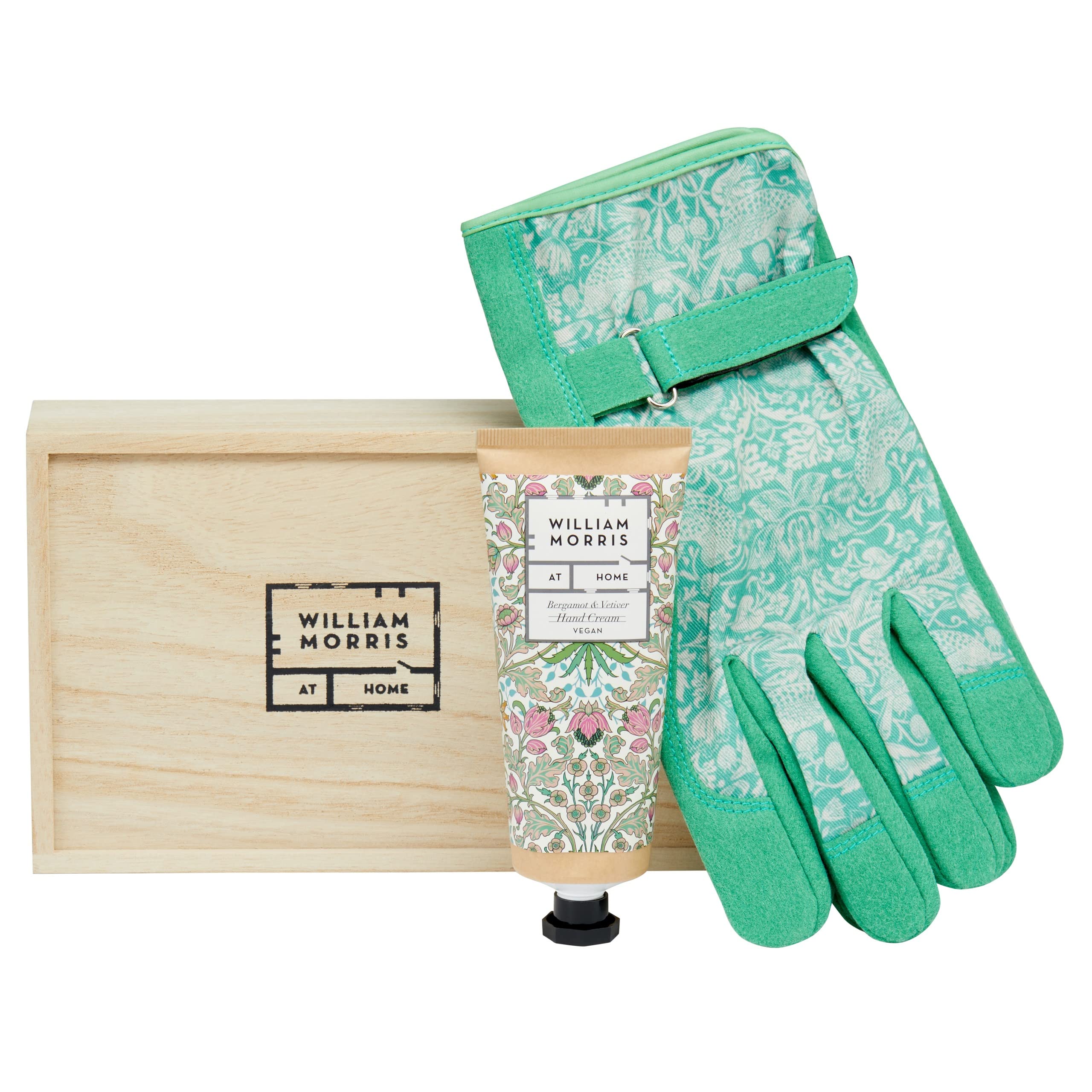 William Morris At Home Gardening Golden Lily Glove Set | Adjustable, Lightweight Gloves | Enriched Scented Hand Cream | Perfect Gardener's Gift, One Size (FG2551)