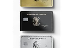 STICKERS4 3 x American Express Card Skin in Black/Gold/Platinum - Includes Amex Black Card Skin - Credit Card Sticker to use as Credit Card Skin - Debit Card Sticker for use as Debit Card Skin