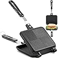 Elsjoy Hot Sandwich Panini Maker with Handle, Non-Stick Double Sided Frying Pan Grilled Sandwich Maker, Stovetop Toasted Sandwich Press for Home, Kitchen, Breakfast