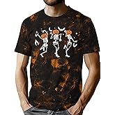 Halloween Shirts for Men Funny Halloween Pumpkin Shirt Dancing Skeleton Tee Bloody Shirt Casual Gift Spooky Tops