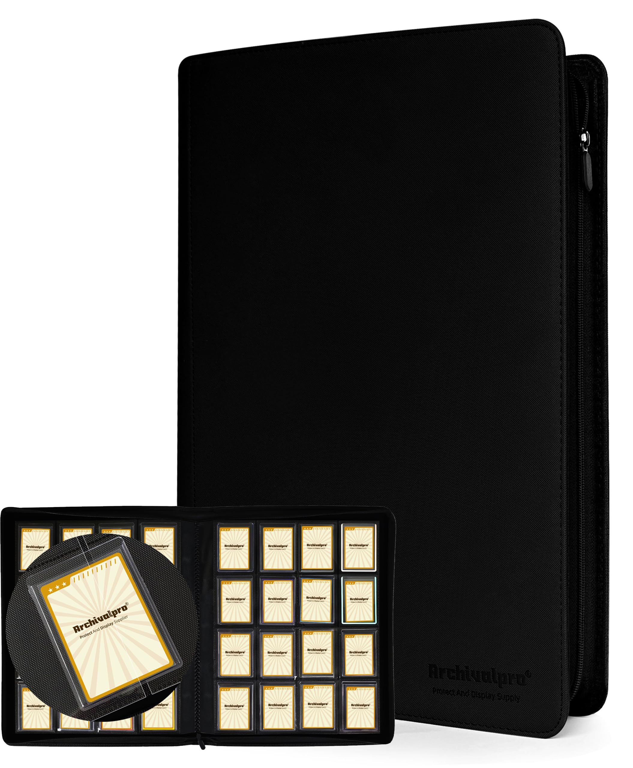 ARCHIVALPRO Toploader Binder 16 Pocket - Premium Card Binder Album Holds 512 Toploaders (3x4 inch), Protect Your Valuable Cards Black — image 1