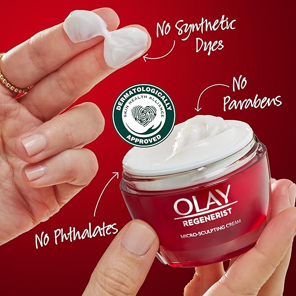 OLAY FACE MOISTURIZER, REGENERIST MICRO-SCULPTING CREAM FOR WOMEN, FRAGRANCE-FREE – HYDRATING, ANTI-AGING, ANTI-WRINKLE, FIRMING SKIN CARE – HYALURONIC ACID, NIACINAMIDE, AMINO PEPTIDES, 1.7 OZ