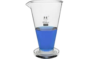 Conical Measuring Cup, 250ml - Borosilicate Glass - Spout, Round Base - Ungraduated - Eisco Labs