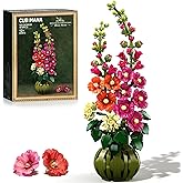 CUBIMANA Flowers Botanicals Alcea Rosea Building Set for Adults, Ages 12+ | Artificial Flowers &amp; Plants for Home Office, Bedroom or Desk Decor, 974PCS Birthday Christmas Housewarming Gift for Women Men