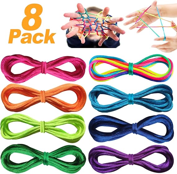 10 Stück Fingertwist Seile - Rainbow Rope Fadenspiel Für Kinder