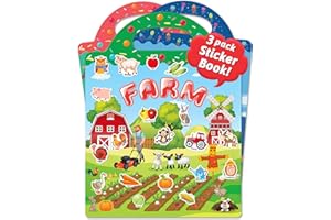 Benresive Reusable Sticker Book for Toddlers 2-4 Years, 3 Sets Travel Stickers for Kids, Waterproof Sticker Books for Toddlers 1-3, Crafts Activities for Todddlers 1-3 2-4 3-5