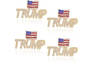 WANBIGVA 1/2/4/8Pcs Trump Pin with USA Flag,Crystal Trump Lapel Brooches Memorabilia Gift for 2024 United States Presidential Election Donald Trump Merchandise