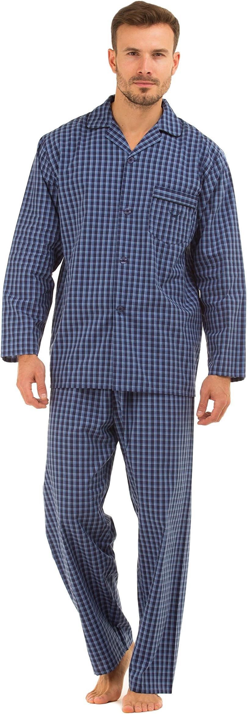 Haigman Mens Nightwear/Sleepwear Long Sleeve Button Front Pyjama Suit Set