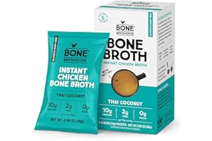 Bone Brewhouse - Chicken Bone Broth Protein Powder - Thai Coconut Flavor - Keto & Paleo Friendly - Instant Soup Broth - 10g Protein - Natural Collagen, Gluten-Free & Dairy Free - 5 Servings