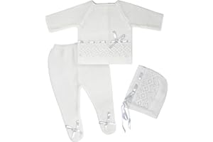Escalett Layette Newborn Baby Knitted Clothes Set, Coming Home Infant Knit Outfit for Boys and Girls