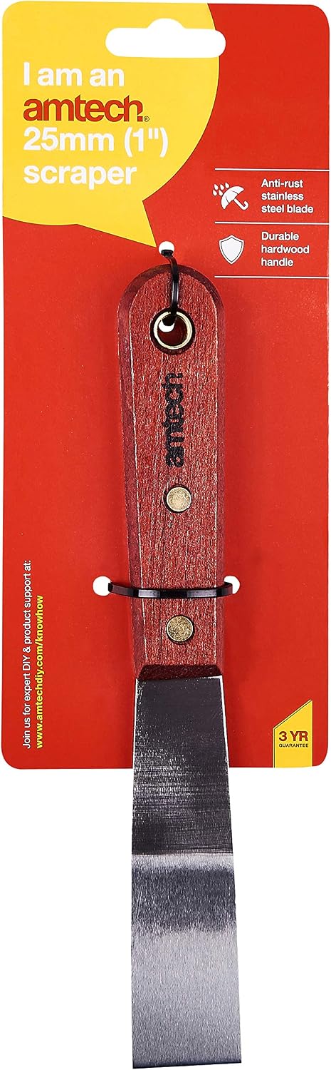 Amtech G0700 25mm (1") Heavy Duty Scraper with Wooden Handle, Transparent - Image 4