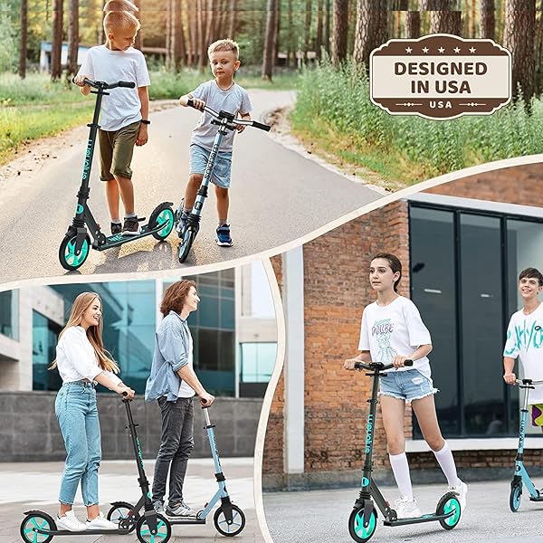 WAYPLUS AQUAS KICK SCOOTER FOR KIDS, TEENS & ADULTS – FOLDABLE, LIGHTWEIGHT, 8-INCH NON-SLIP DECK, ABEC9 BEARINGS, ADJUSTABLE HEIGHT, LIFETIME SERVICE