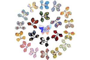 Scettar Magic Flying Butterfly Fairy Flying Toys Wind up Rubber Band Powered Butterfly Toys Decoration (C)