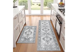 Yamaziot Boho Washable Kitchen Rugs Sets of 2, Non Slip Kitchen Mats for Floor with Rubber Backing, Waterproof & Stain Resist