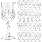 48 Pack Transparent Plastic Wine Glasses, Vintage Plastic Goblets for Parties, Drinking Glasses Unbreakable Glassware Crystal Water Goblets Reusable Drinkware for Wedding Reception Grand Event Party