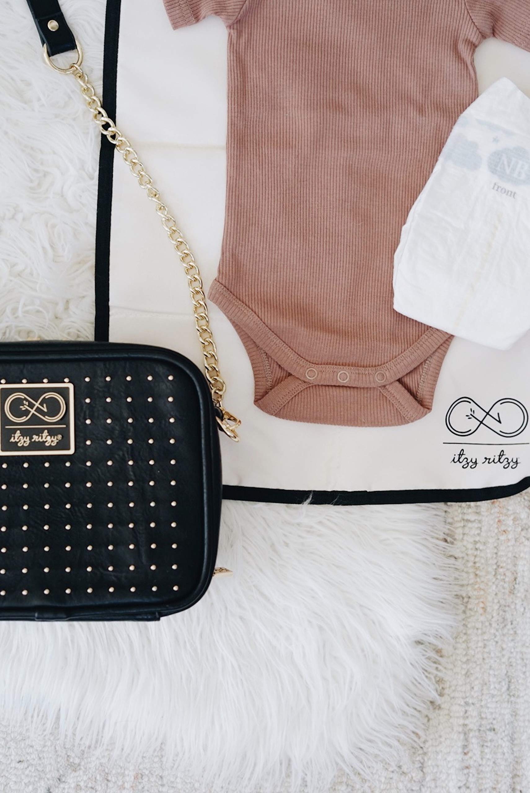 Chelsea + Cole for Itzy Ritzy Studded Double Take Crossbody Diaper Bag
