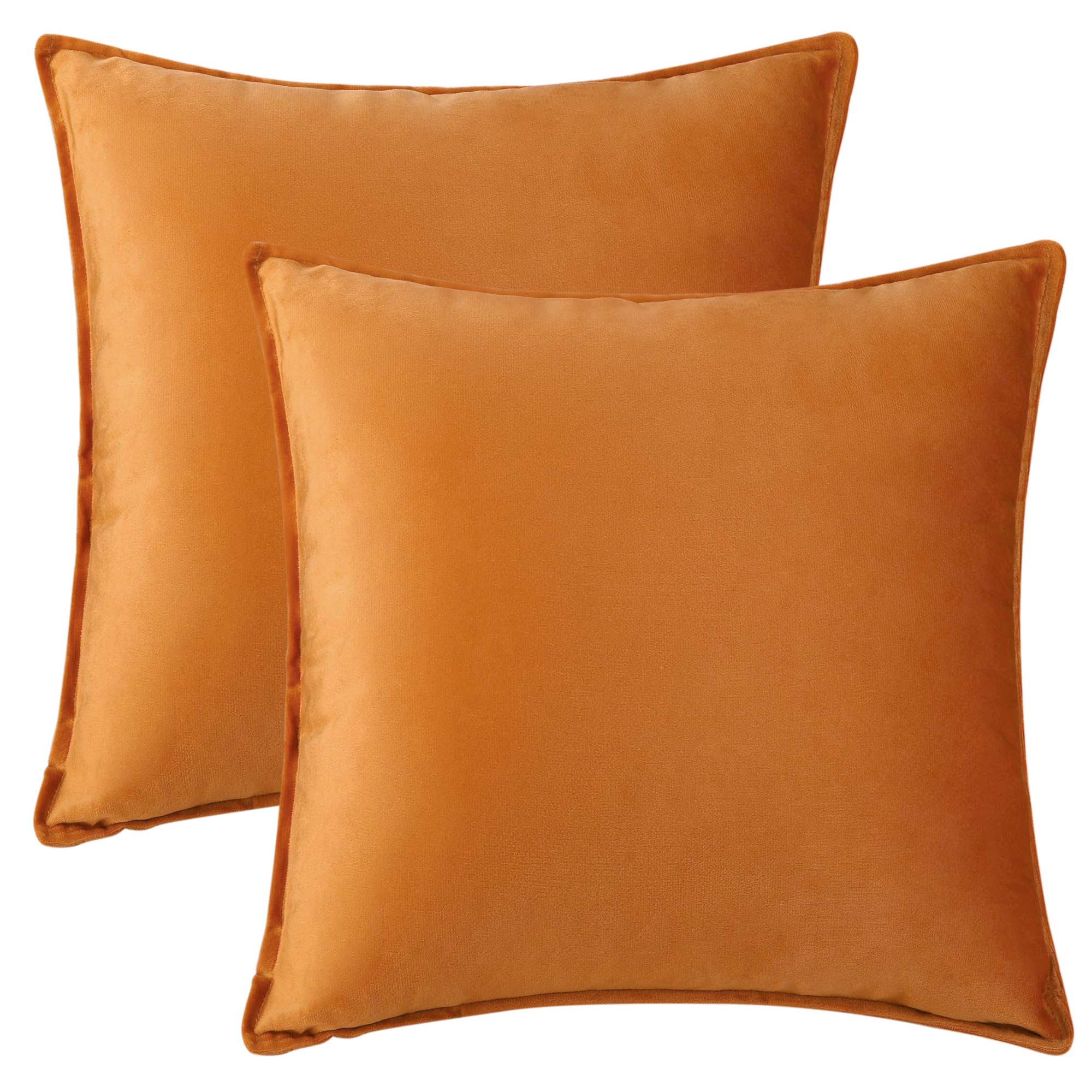 Uxcell Pack of 2 Decorative Velvet Cushion Covers Home Decor Solid Pillow Cover for Couch Sofa Living Room Orange 50 x 50 CM