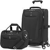 Travelpro Maxlite 5 Softside 2pc Set Expandable Carry On Luggage with 4 Spinner Wheels/Soft Underseat Tote, Lightweight Suitcase, Men and Women, Black