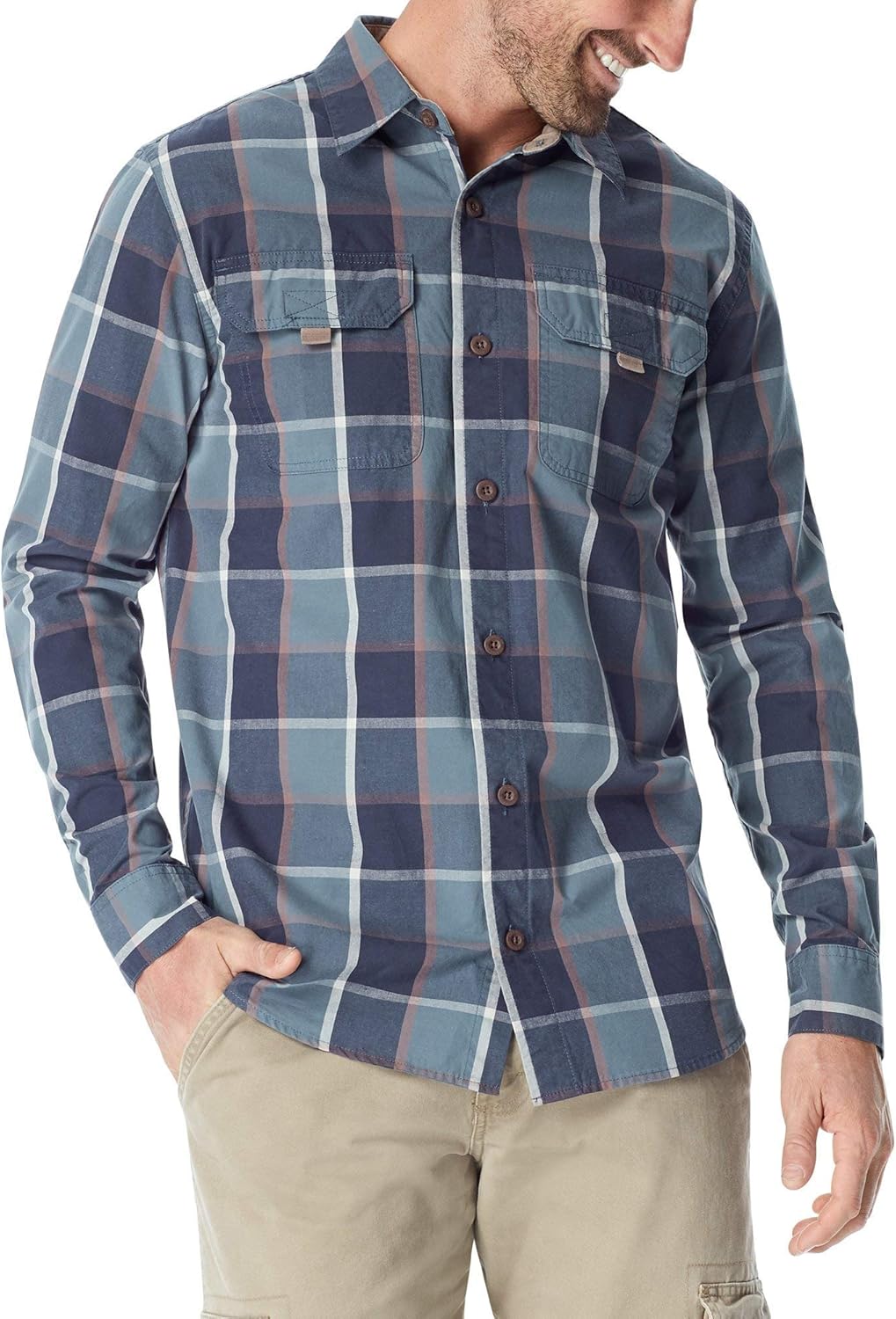 Wrangler Authentics Men's Big & Tall Long Sleeve Canvas Shirt, Stormy ...