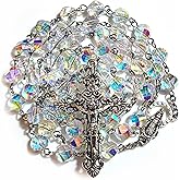 GeekTenet Rosary Beads Chaplet Rotary cutting Highly refractive Rhombus Artificial Crystal Glass Rosery Cross Catholic gifts