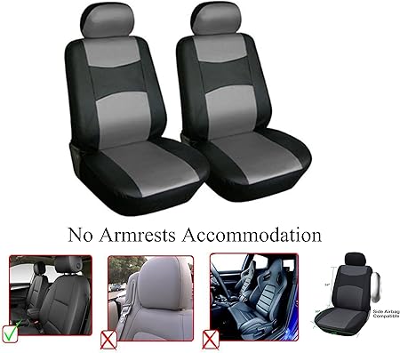 Amazon Co Jp Optブランド ビニール レザー 2 フロント カー カー カー シート カバー 日産 アルティマ リーフ ムラーノ ノート ローグ セントラ バーサ ブラック グレー Generic