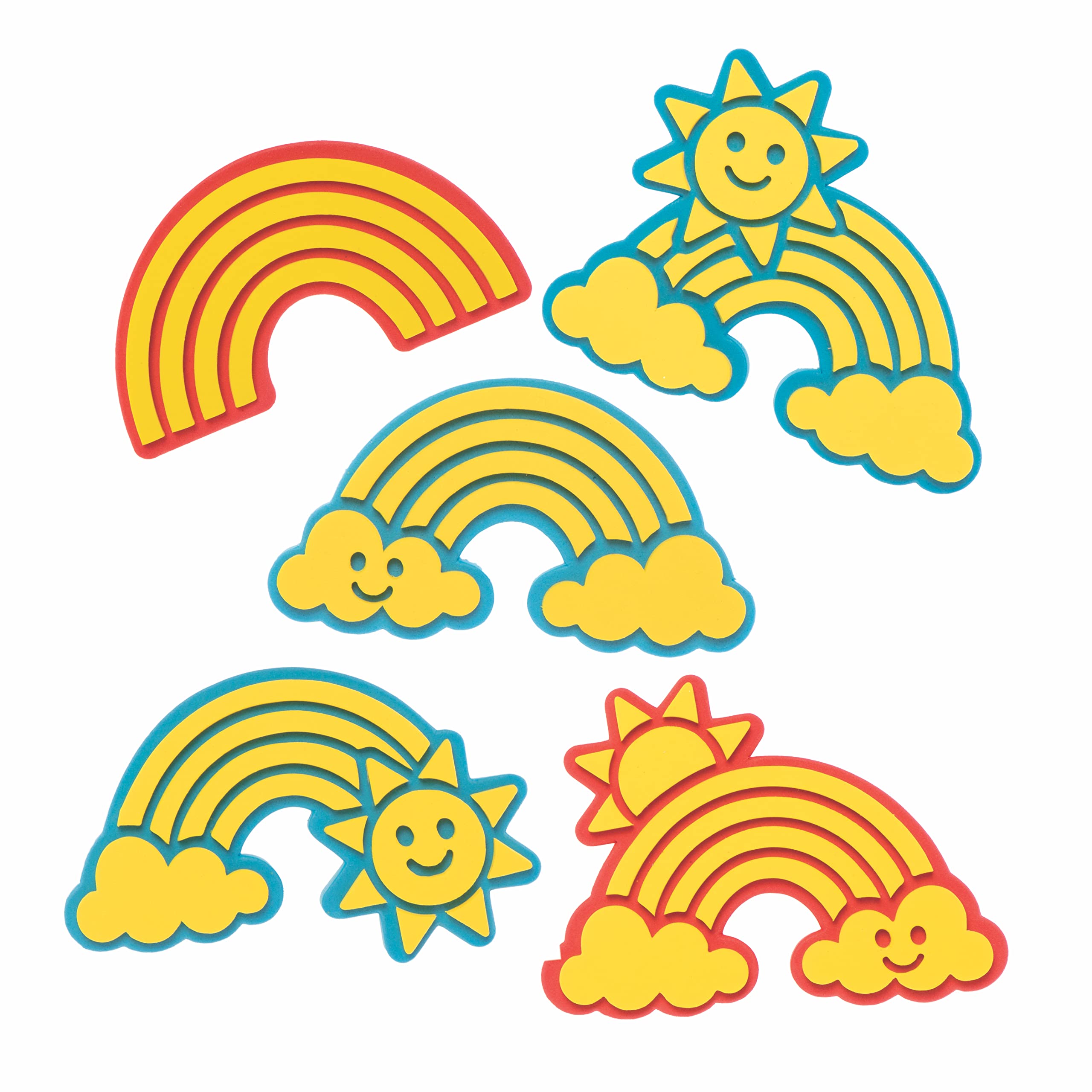 Baker Ross FE146 Rainbow Craft Foam Stampers - Pack of 10, Craft Stamps, Stamp Sets for Children, Ideal for Kids Arts and Crafts Projects