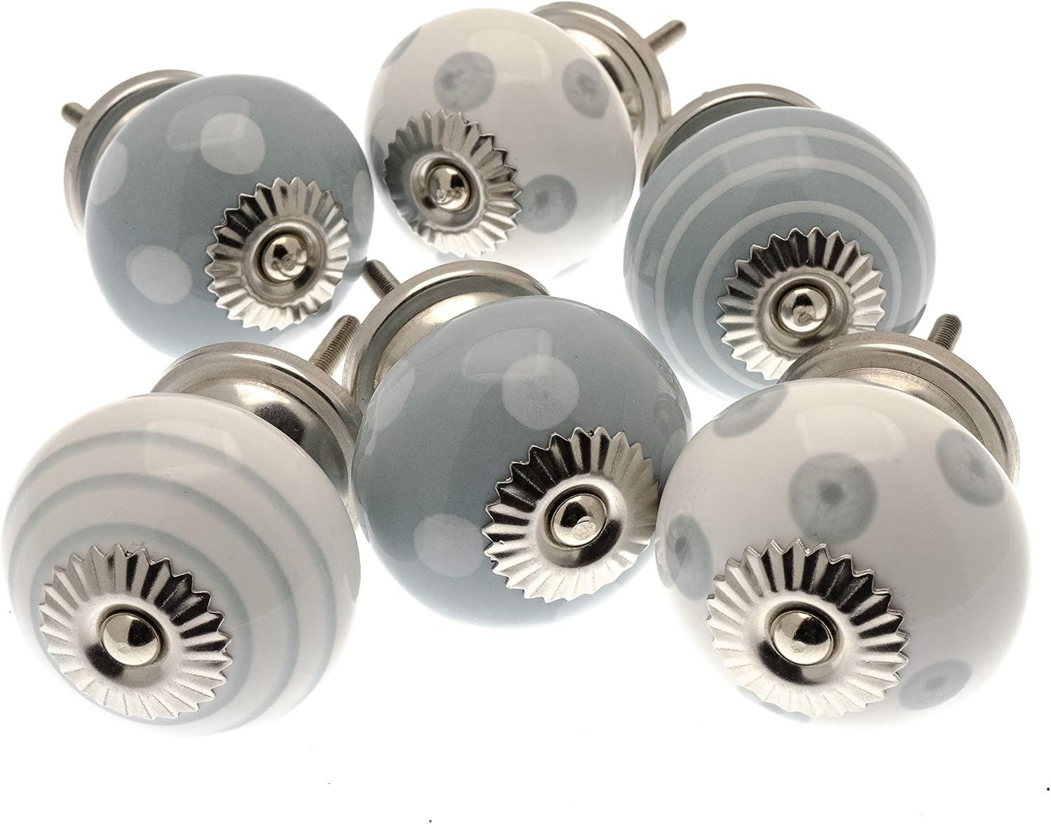 Mango Tree Mixed Set of Whisper Grey & White Ceramic Cupboard Knobs/door knobs/drawer knobs x Pack 6 (MG-258) - Image 4