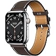 DONEGANI LB1 Leather Band for Apple Watch Hermes Women Men Ultra 2 49mm, Series 10 46mm, 9 8 7 45mm 41mm, SE 6 5 4 44mm 40mm, 3 2 1 42mm 38mm iWatch, Strap Coffee