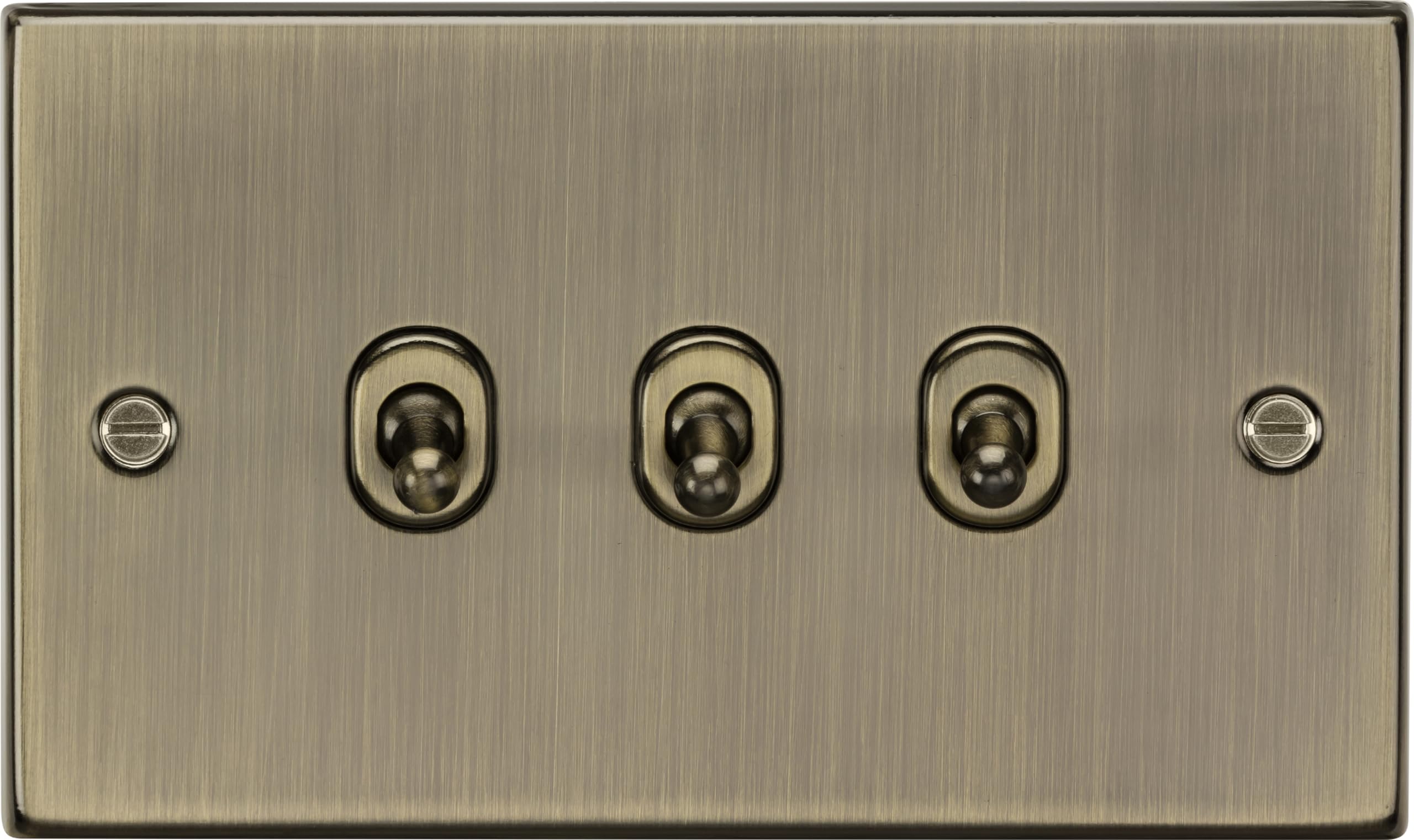 Knightsbridge CSTOG3AB Square Edge Antique Brass 10A 3G 2 Way Toggle Switch, Antique Brass