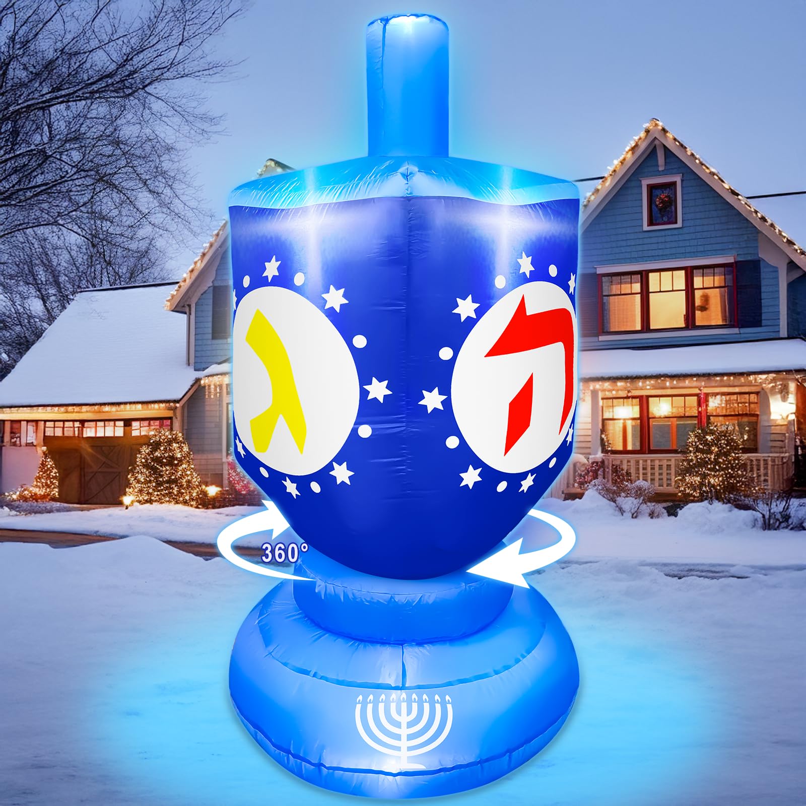 Photo 1 of *UNTESTED*
[ Spinning Top Dreidel ] 6Ft Lighted Hanukkah Inflatable Dreidel with Built-in 4 LED Lights,Chanukah Yard Decor for Outdoor Lawn Garden Home Indoor Holiday Party