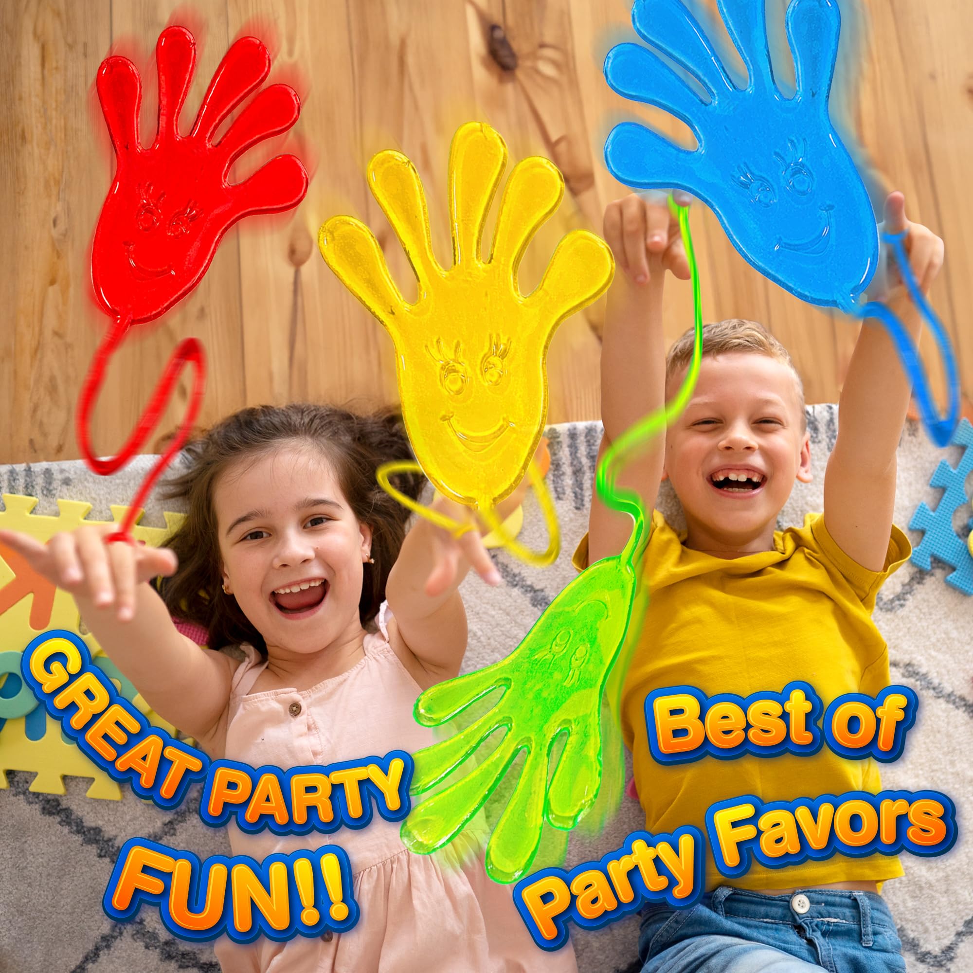 40 Pack Vibrant Sticky Hand Toys - Stretchy Party Favors for Birthdays, Classroom Prizes, Christmas Stocking Stuffers, Halloween Goodie Bags & Sensory Play (Assorted Colors)