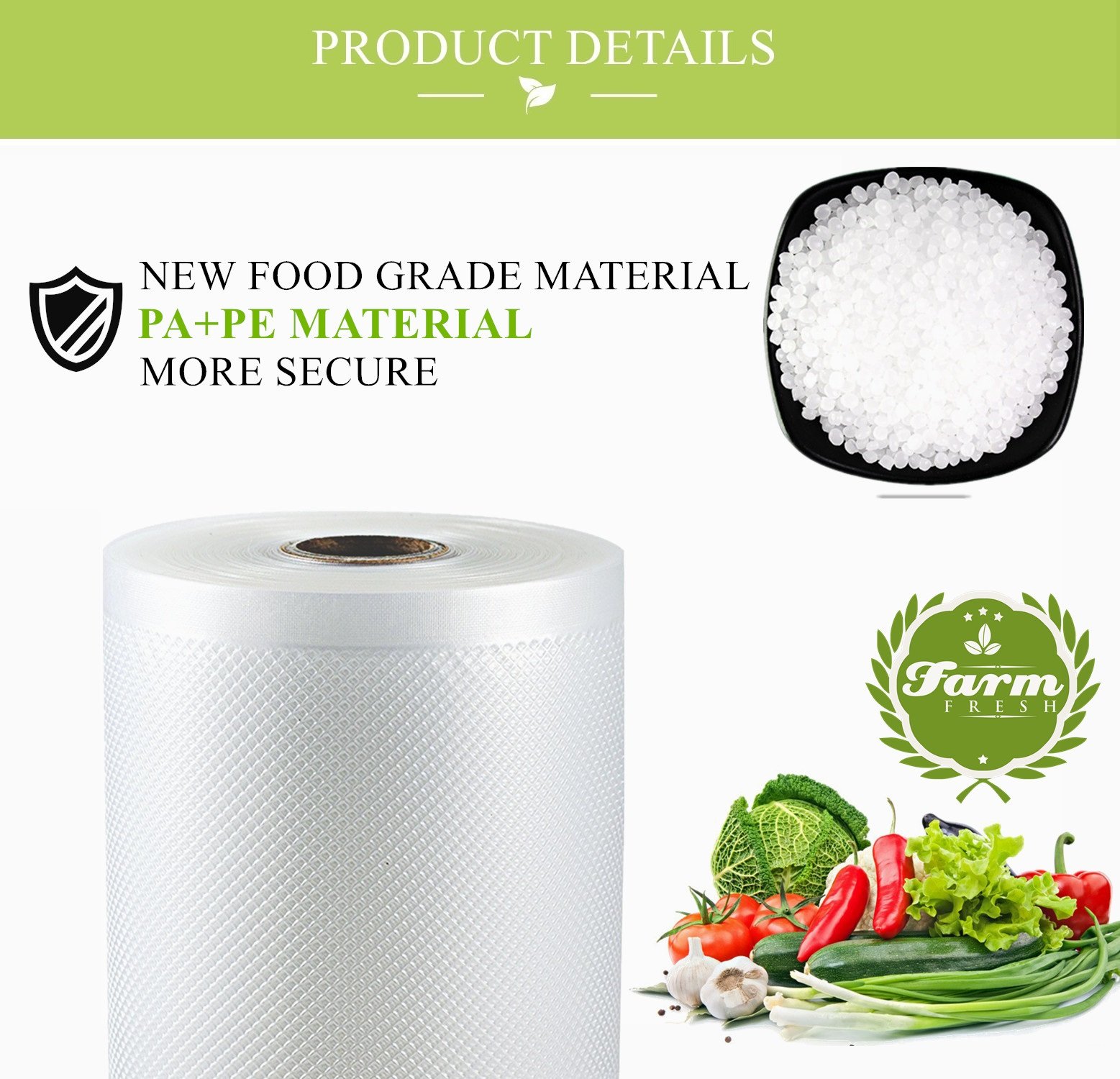 Bolsas de envasado al vacío, Padi Home Rollos de envasar al vacio, Pack de rollos de bolsas para envasadoras al vacío, 1 Roll 20x500 y 1 Roll 25x500cm, libre de BPA, Aprobado por la FDA