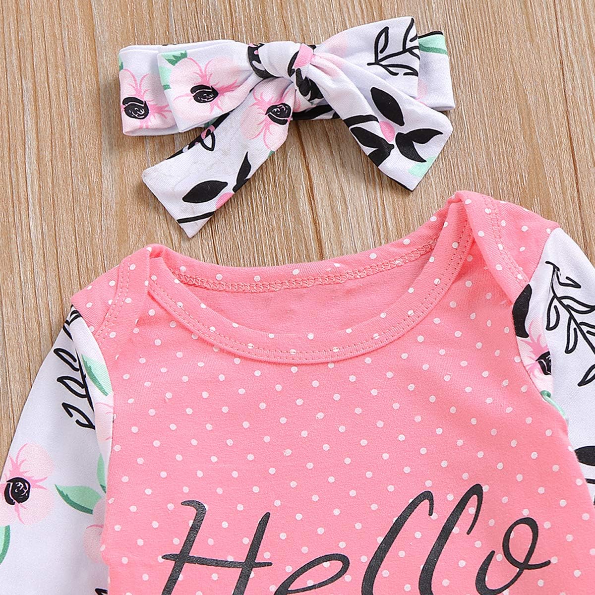 Dramiposs 3PCS Newborn Hello World Nightgown Baby Coming Home Outfits Sleepwear with Headband and Hat: Clothing