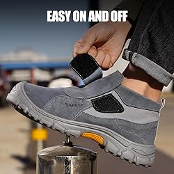 GLANOUDUN Welding Work Boots for Men Slip on Work