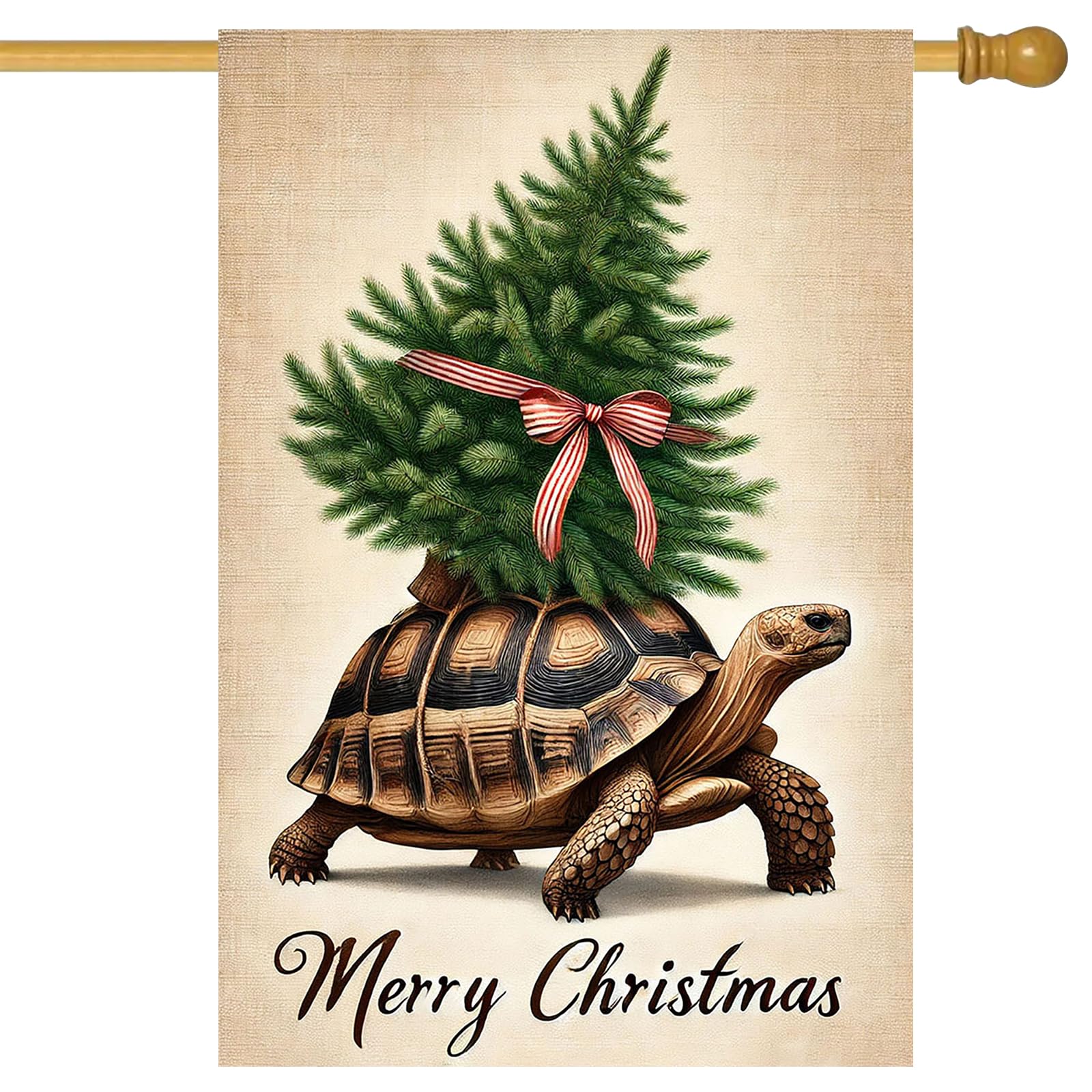 View 1 of ++4 pck+++IVN Christmas Garden Flag 28 x 40 Inch Double Sided Cute Tortoise Carrying Christmas Tree Outdoor Yard Flag for Outside Home Front Door Lawn Porch Patio Welcome Decor