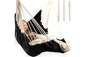 EXTIRIO Hanging Hammock Chair Swing – Hanging Chair Outdoor & Indoor - Hammock Swing Chair – Quick & Easy Setup with Hardware Kit – Durable & Spacious Full Body Support – Holds 440 Lbs