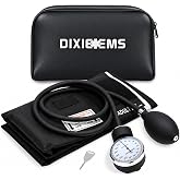 Dixie EMS Deluxe Aneroid Sphygmomanometer Blood Pressure Set W/Adult Cuff, Carrying Case and Calibration Tool - Black