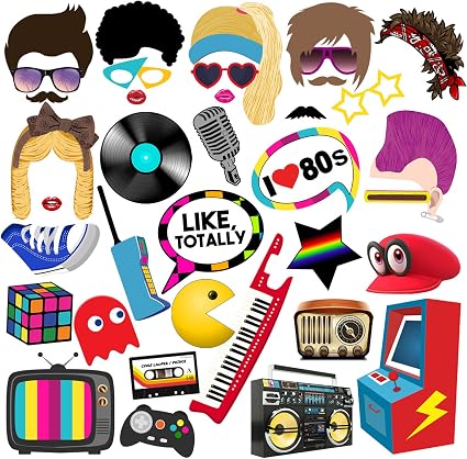 Amazon.com: BizoeRade 80s Photo Booth Props, 38pcs 80s Photo Booth, 80s  Party Supplies, Suitable for 1980s Party, 80s Birthday Party, Rock Party:  Toys &amp; Games
