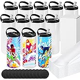 Joyclub 12 Pack Sublimation Water Bottle Blanks Bulk 20 oz Sublimation Tumblers with Handle Lids and Straws Skinny Straight Stainless Steel Cups DIY Gift
